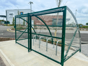 10 space original cycle shelter with galvanised Sheffield stands