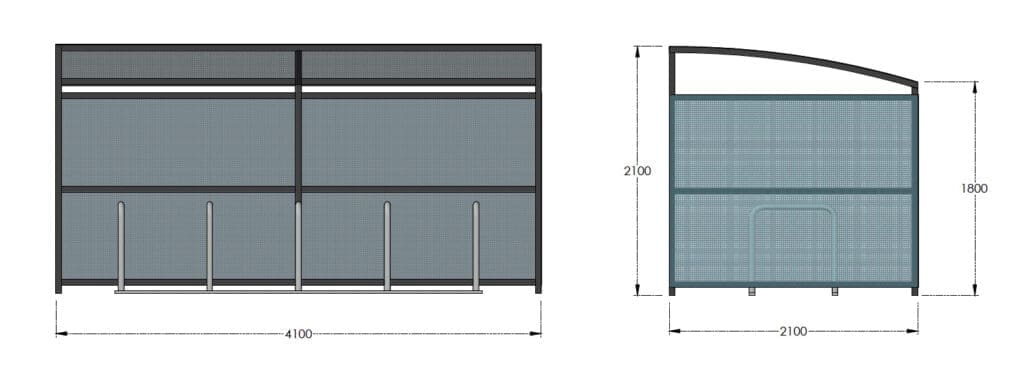 10 Space Oxford Cycle Shelter renders and dimensions