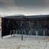 10 Space Amazon Eco Shelter Eco Shelter with black timber cladding and Sheffield cycle stands