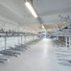 Two Tier Cycle Racks installed in an internal cycle storage facility