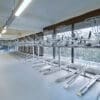 Two Tier Cycle Racks installed in an internal cycle storage facility
