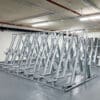 Semi Vertical Cycle Rack installed in under ground bike storage facility
