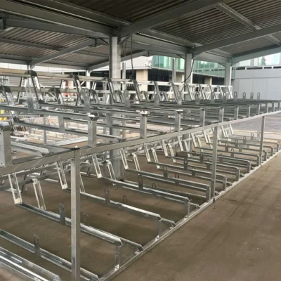 Fixed Two Tier Bike Rack installed in a bike shelter area