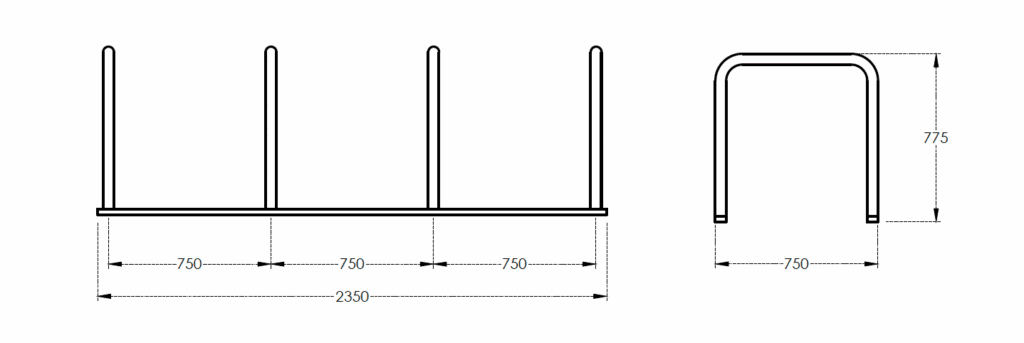 Toastrack Cycle Rack Dimensions 