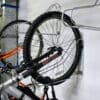 close up of a bike tyre locked up in a Vertical Bike Rack