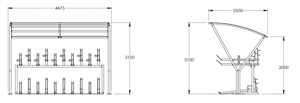 Premium Chelsea TT Cycle Shelter dimensions