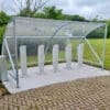 e-bike charging shelter with galvanised steel outside in a park
