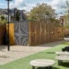 yellow bike shelter outside
