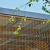 close up of steel mesh cycle shelter