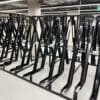 RAL Black Semi Vertical E-Bike Rack installed in underground cycle storage