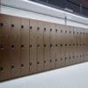 Row of Camden Lockers coloured bronze installed in an underground cycle storage facility focused on End of Trip Facilities