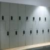 2-Tier Z Westminster Clothing Locker with bench installed in internal end of trip facility