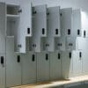 2-Tier Z Westminster Clothing Locker with bench installed in internal end of trip facility