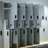 2-Tier Z Westminster Clothing Locker with bench installed in internal end of trip facility
