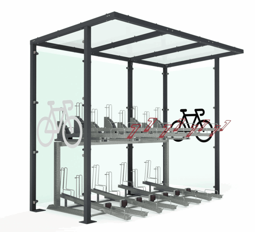 Lincoln Two Tier Cycle Shelter render