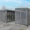 bicycle stands and a bike shelter