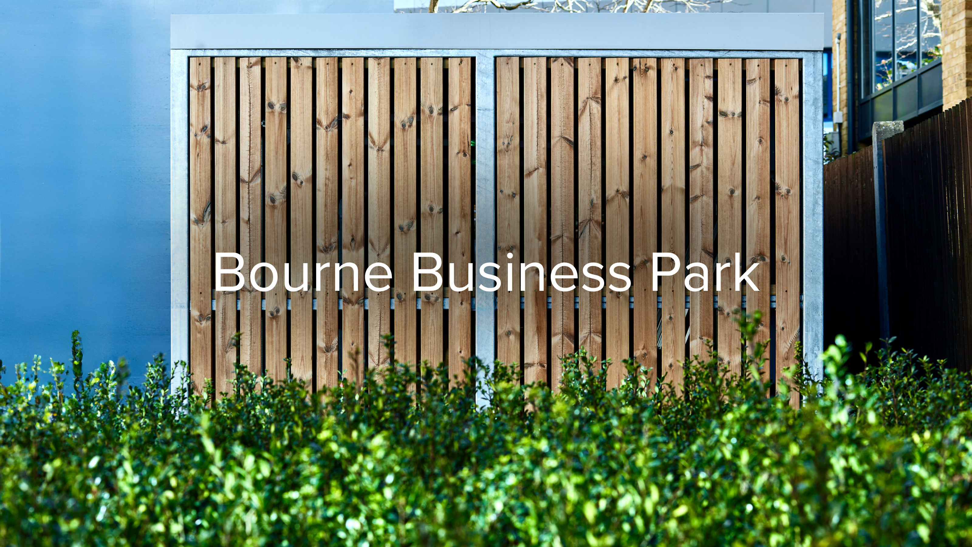 Bourne Business Park, Weybridge – bespoke Semi-Vertical Amazon Eco Cycle Shelter with sedum roof