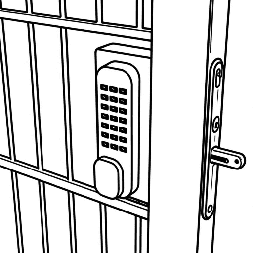 Gatemaster Digi Lock render of the lock installed on a sliding gate door