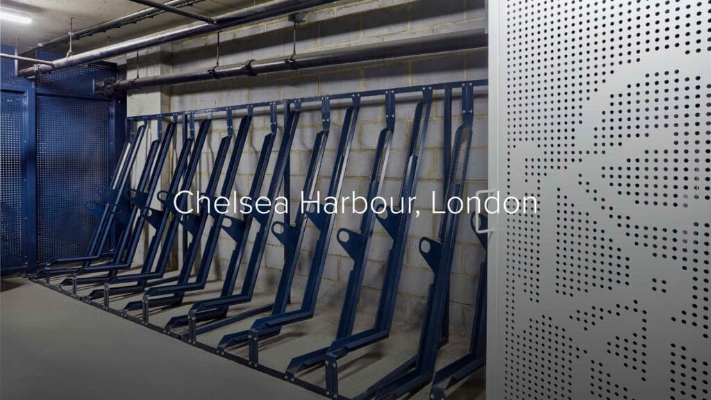 Chelsea Harbour – high-security mesh partitioning and perforated cycle store enclosure