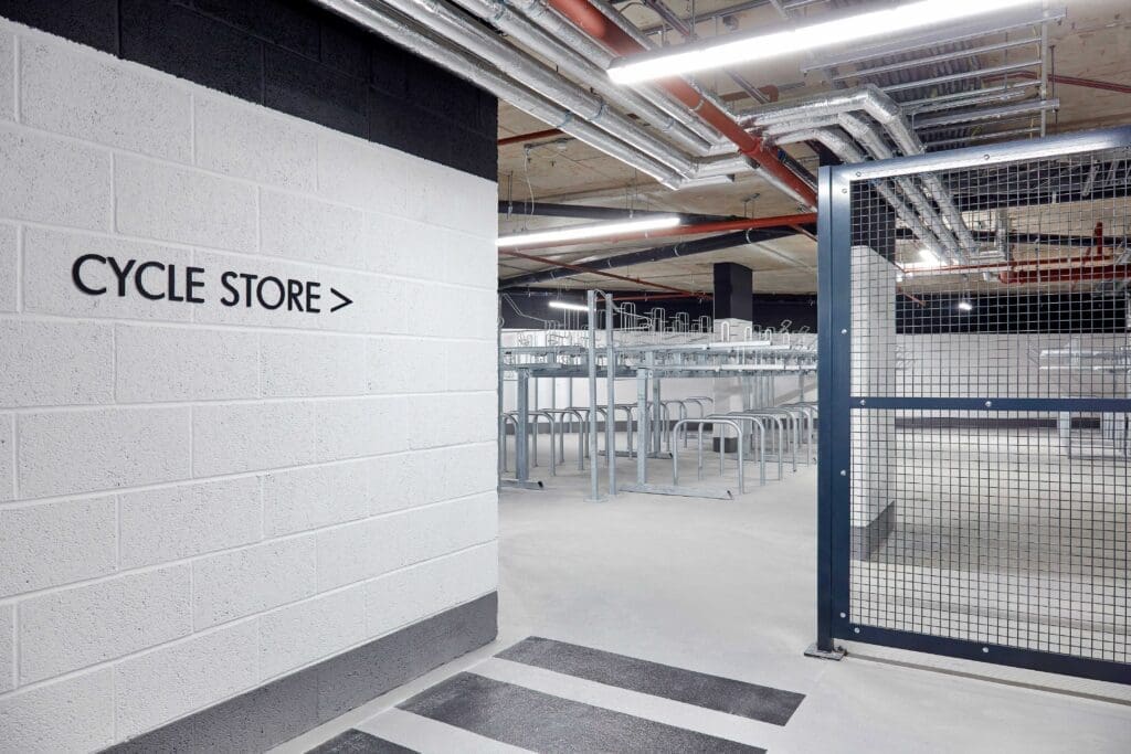 Cycle Storage Area installed underground in a commercial building 