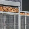 Close up of the habitat panel shelter with mesh cladding installed in an commercial setting