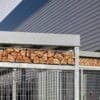 Close up of the habitat panel shelter with mesh cladding installed in an commercial setting