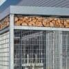 Close up of the habitat panel shelter with mesh cladding installed in an commercial setting