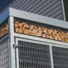 Close up of the habitat panel shelter with mesh cladding installed in an commercial setting