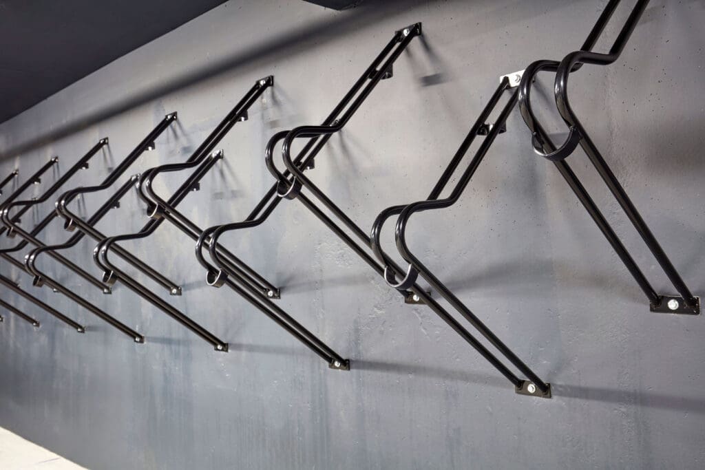 Premium Vertical Bike Storage racks installed in an end of trip indoor facility