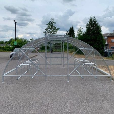 20 space original enclosure with galvanised steel framing installed in a carpark