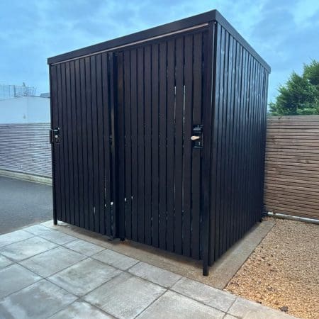 6-8 Space Amazon Eco Cycle Shelter installed externally