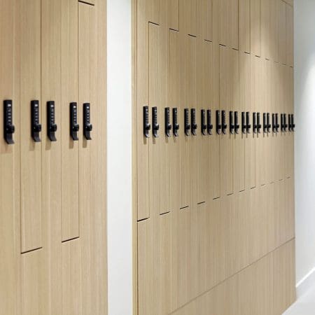 Row of Westminster Lockers installed in an End Of Trip Cycle Commuter Area