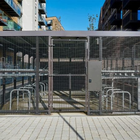high security mesh and metal bike shelter