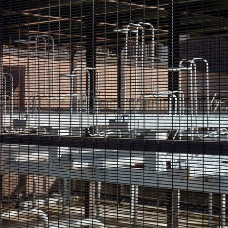 close up of the high security mesh and two tier bike racks