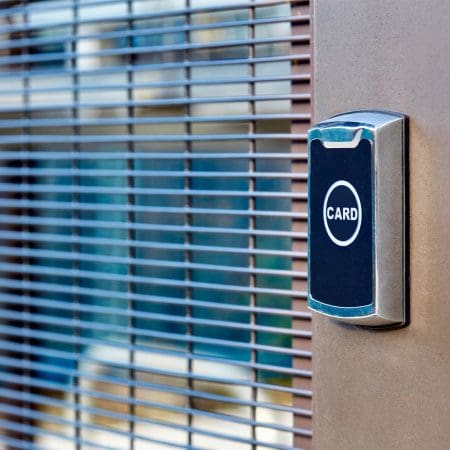 close up of key card entry into highly secure cycle storage shelter