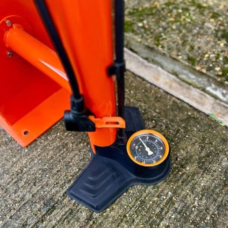 Close up of the Public Maintenance Station bike pump air gauge