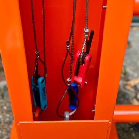 Close up of the Bike Maintenance Station various bike repair tools