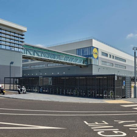Premium Security Enclosure installed in a commercial carpark at Lidl