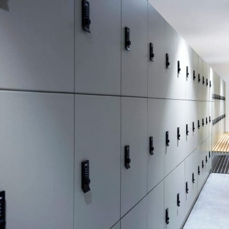 Camden Clothing Lockers installed in an internal cycle storage facility for end of journey