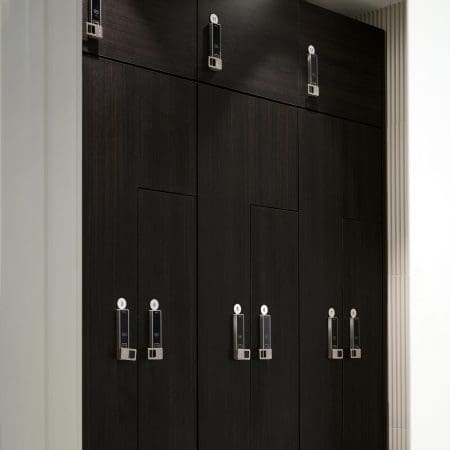 Westminster Locker with bench installed in the locker room of a commercial property