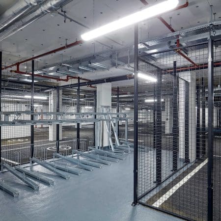 Two Tier Cycle Racks installed in an underground carpark bike storage facility
