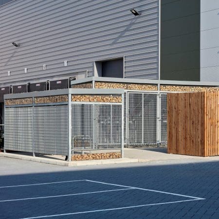 Valor Park Habitat Panel Shelter installed externally in a commercial setting
